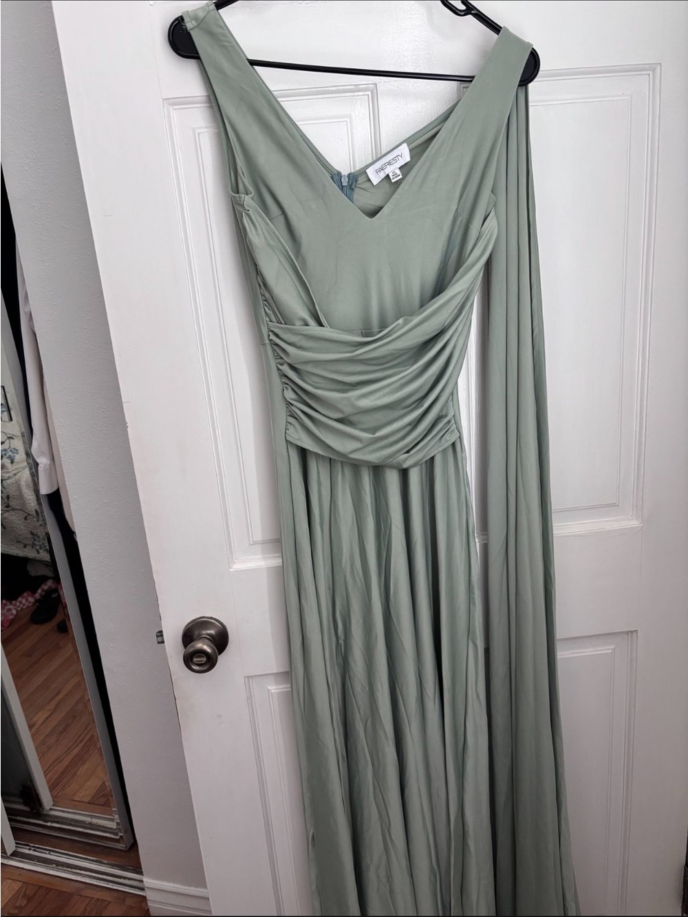 SORELLA VITA Sage Green Draped V-Neck Maxi Dress